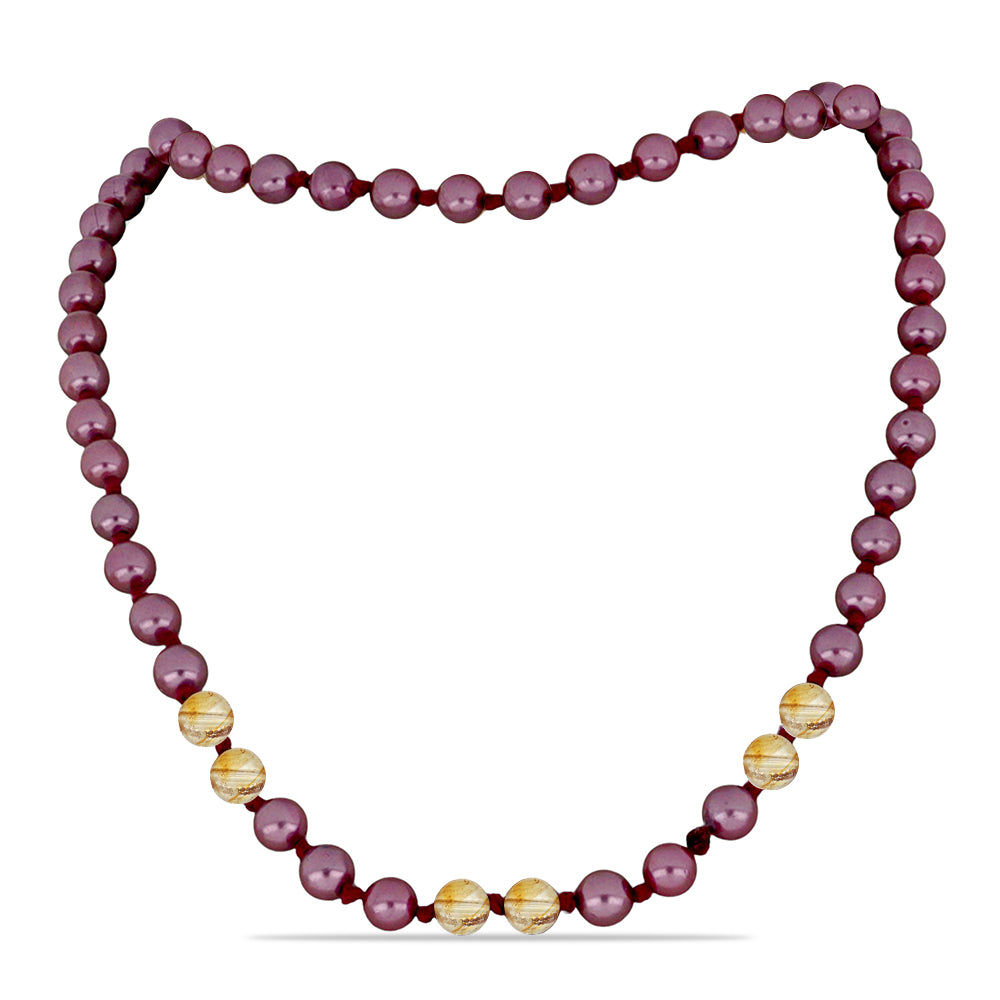 Colar com Pérola de Água Doce Roxo e Citrino de Ural