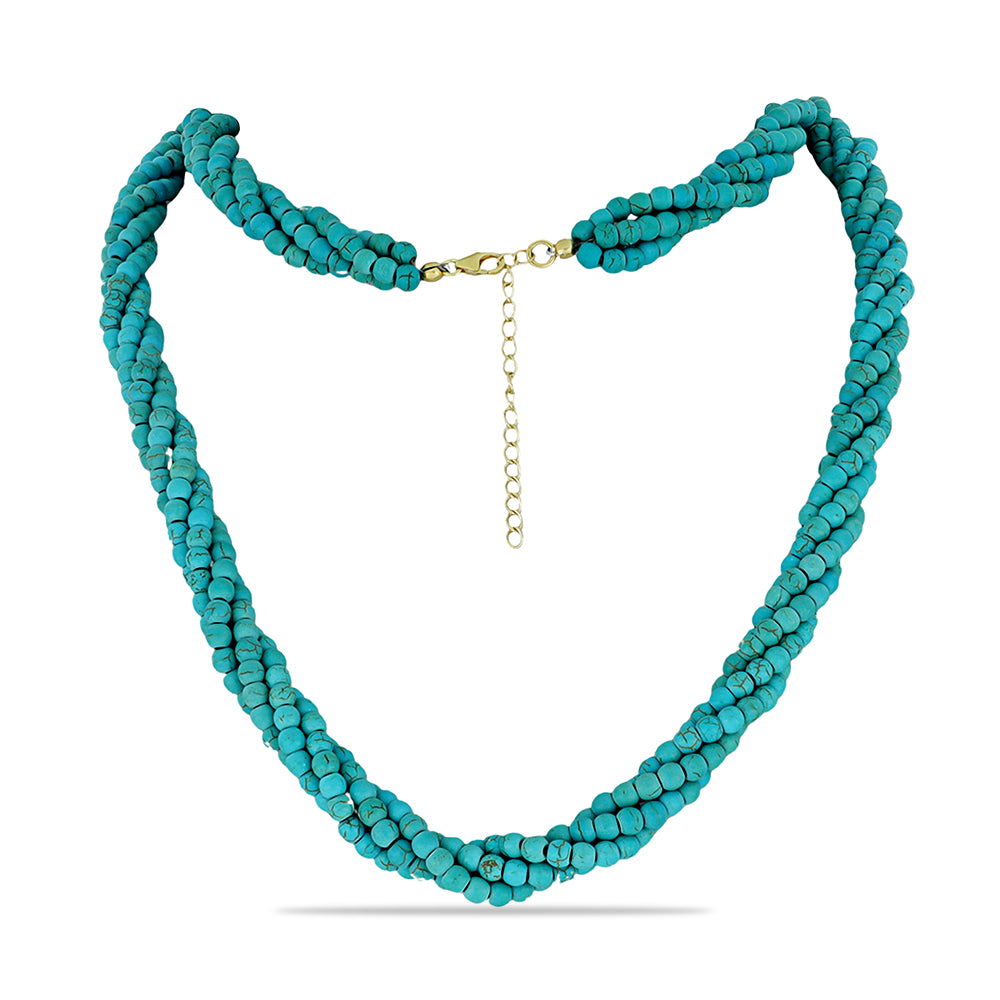 Colar de Prata com Banho de Ouro com Turquesa Bela Adormecida