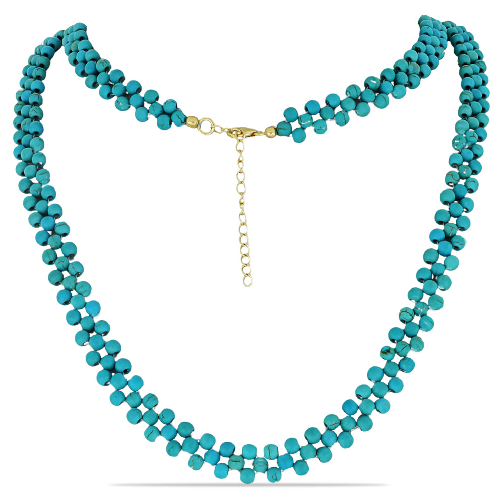 Colar de Prata com Banho de Ouro com Turquesa Bela Adormecida