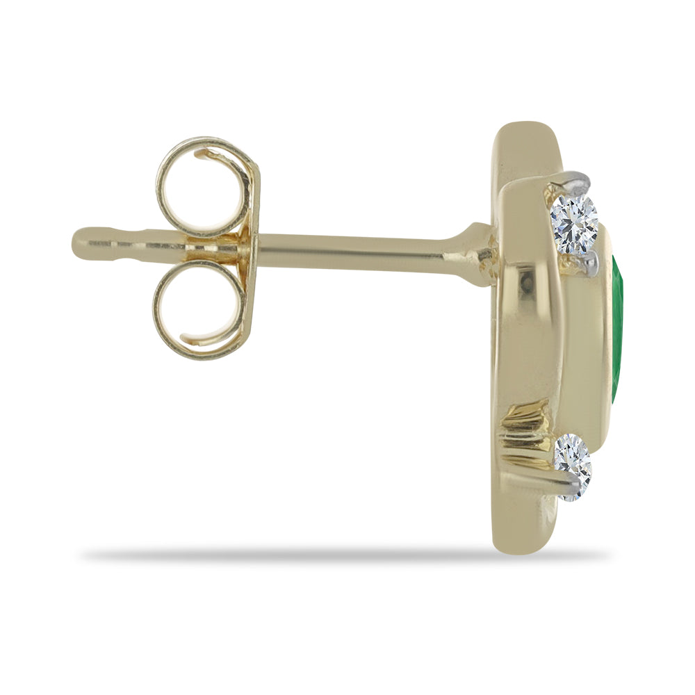 Brincos de Prata com Banho de Ouro com Esmeralda do Brasil e Topázio Branco