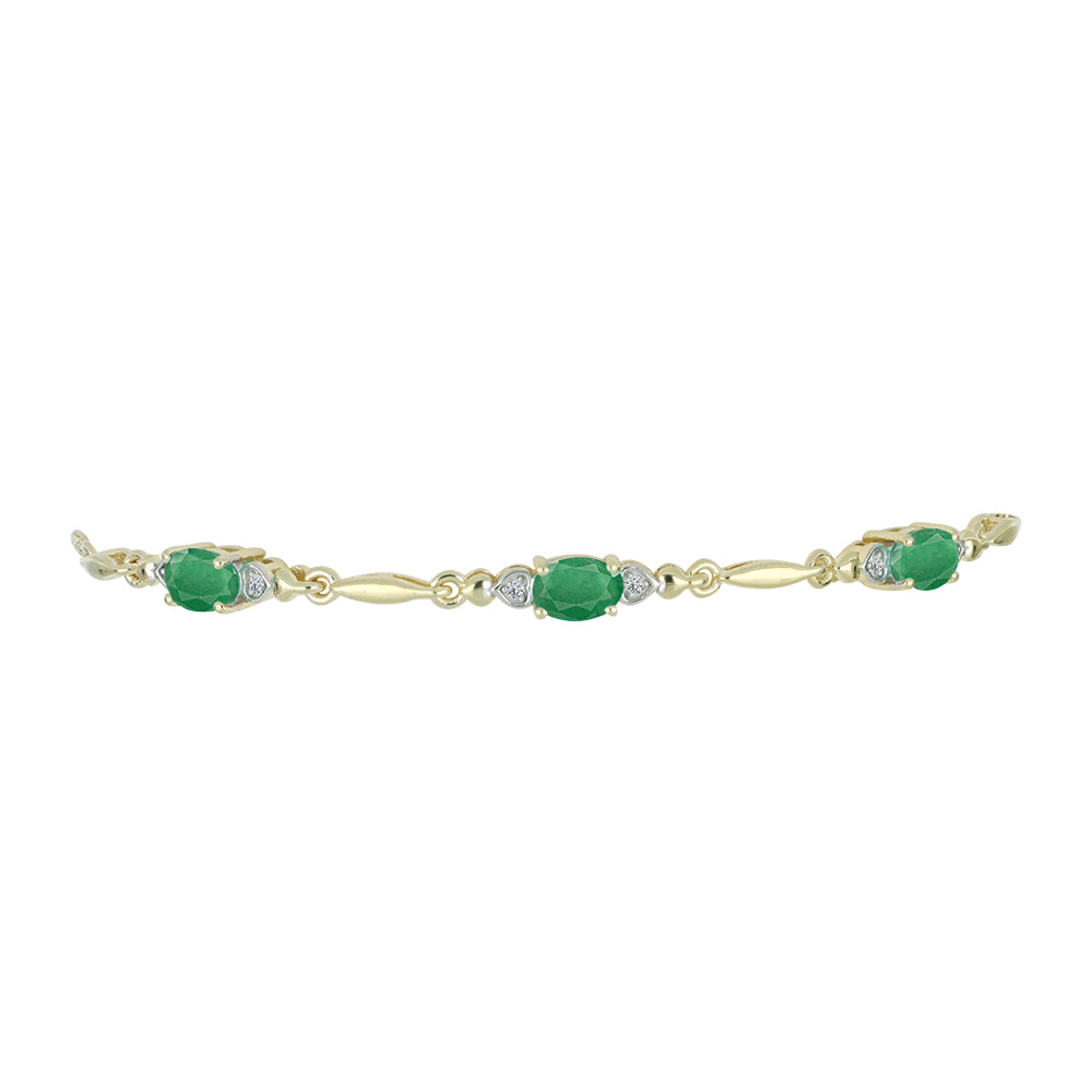 Pulseira de Prata com Banho de Ouro com Esmeralda do Brasil e Topázio Branco Contraste: Cabeca de Veado (800)