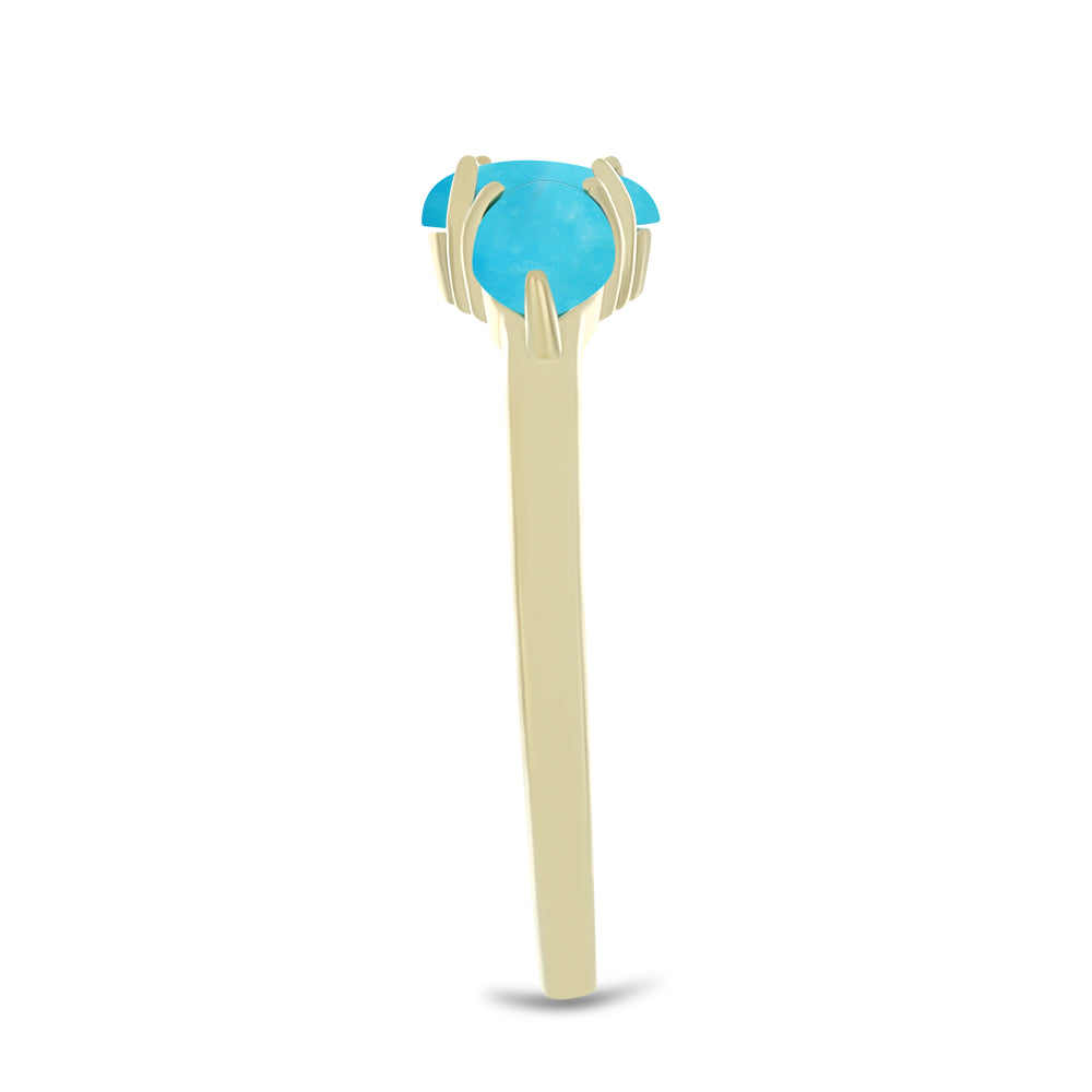 Anel de Prata com Banho de Ouro com Turquesa Bela Adormecida