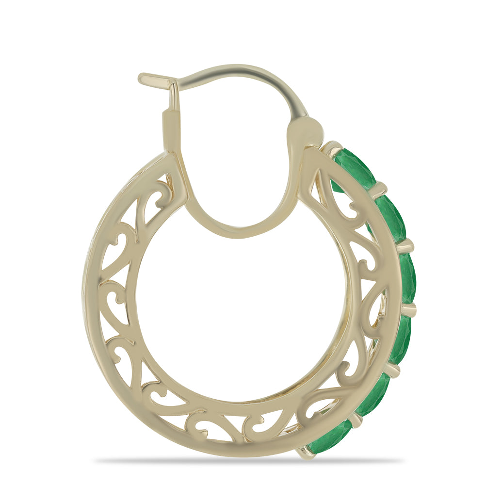 Brincos de Prata com Banho de Ouro com Esmeralda do Brasil Contraste: Cabeca de Veado (800)