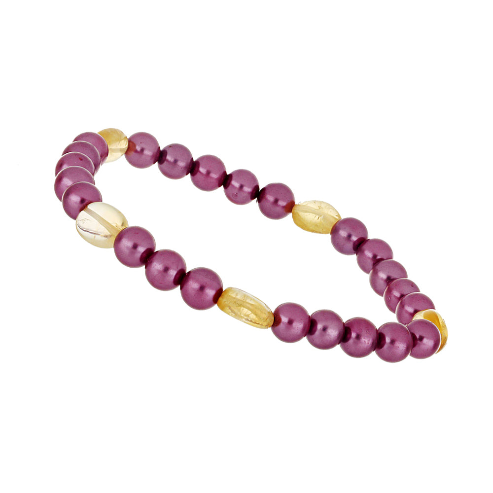 Pulseira com Pérola de Água Doce Roxo e Citrino de Ural