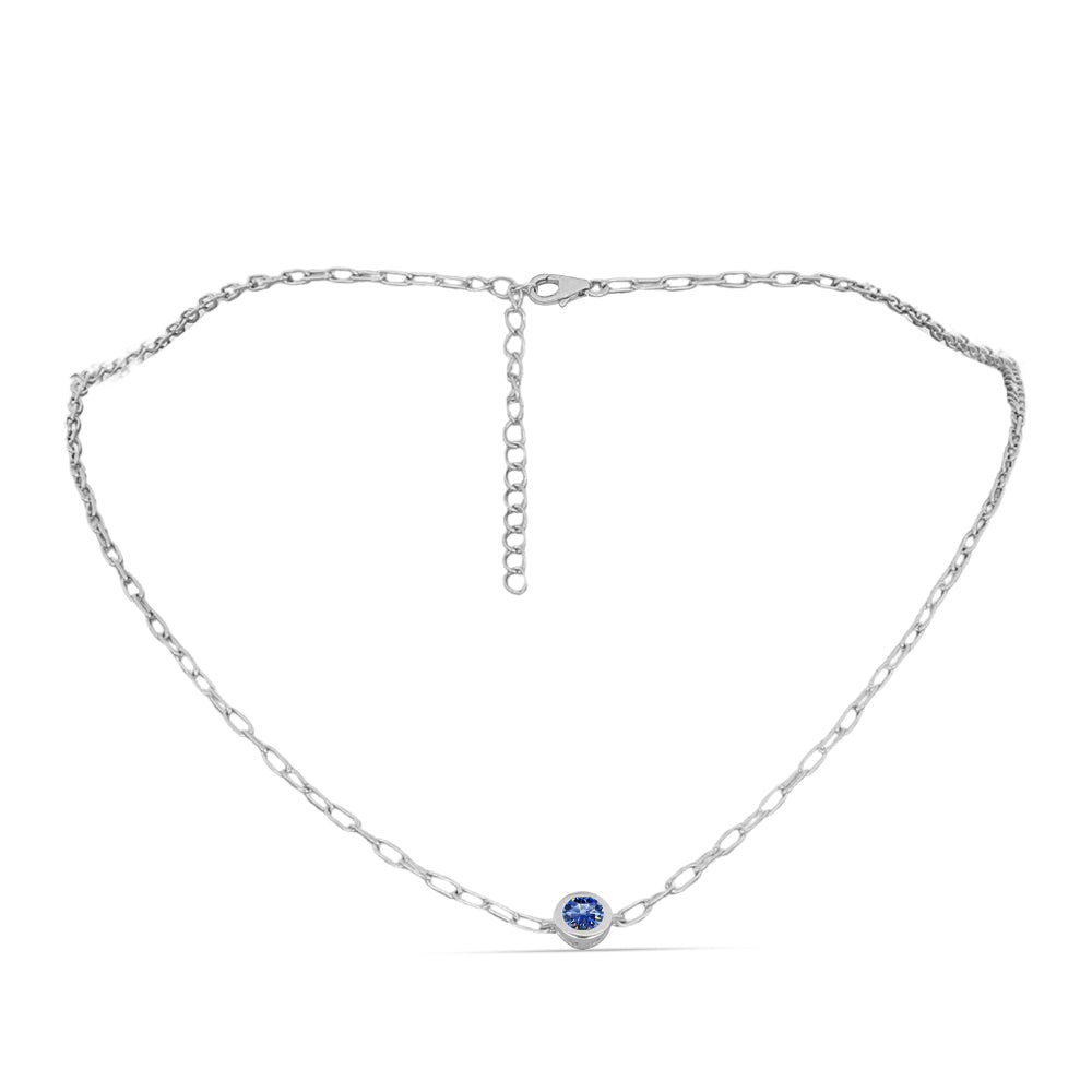Colar de Prata com Moissanite Azul Real certificado e cultivado em laboratório Contraste: Cabeca de Veado (800)