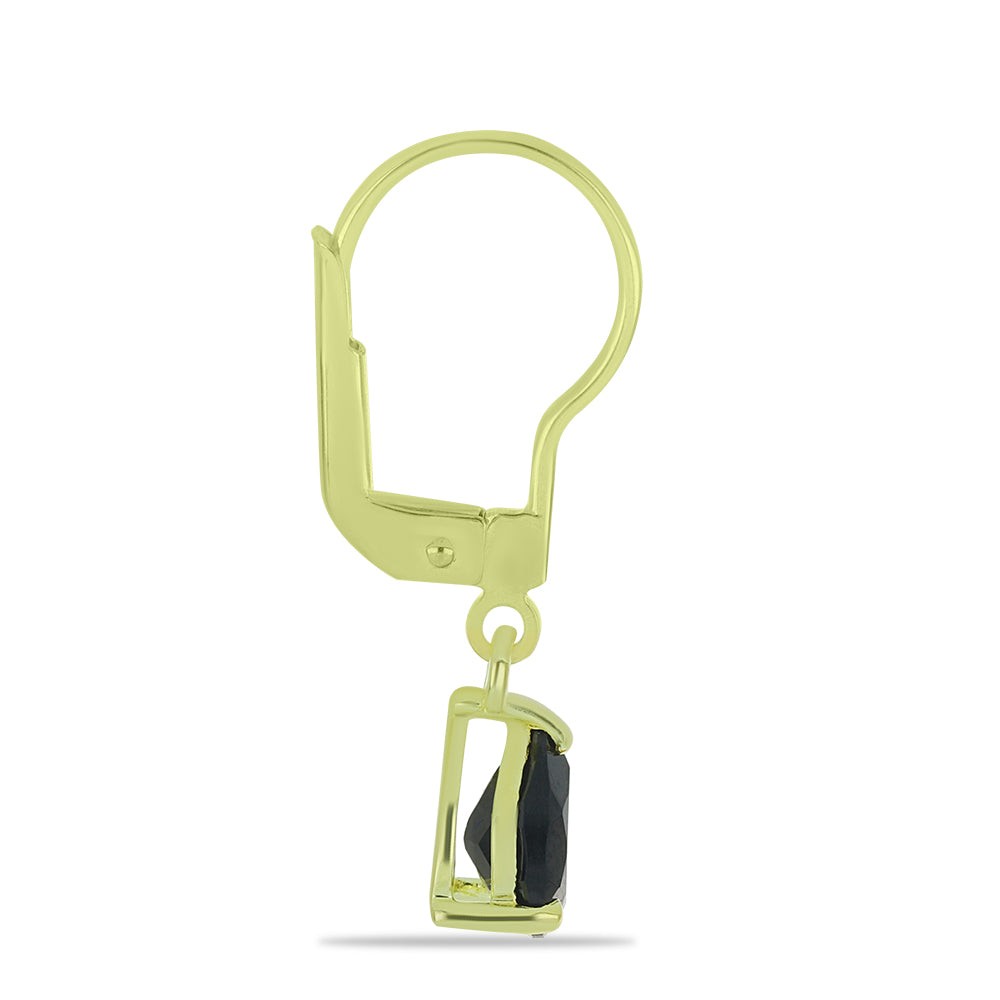 Brincos de Prata com Banho de Ouro com Espinela Preta