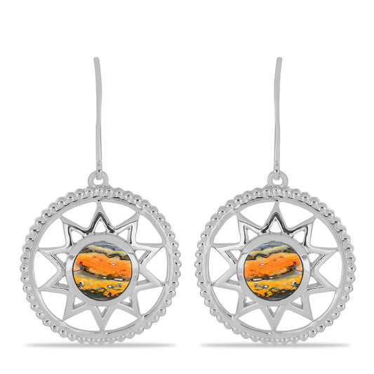 Brincos de Prata com Jaspe Bumble Bee Contraste: Cabeca de Veado (800)