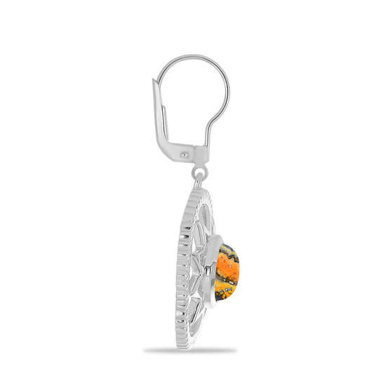 Brincos de Prata com Jaspe Bumble Bee Contraste: Cabeca de Veado (800)