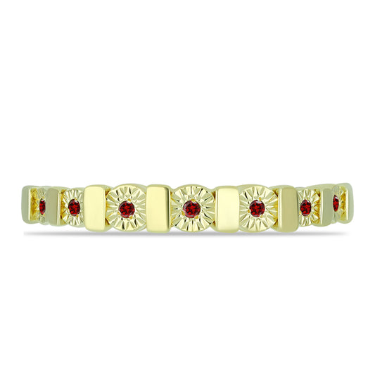 Anel de Prata com Banho de Ouro com Diamante Vermelho