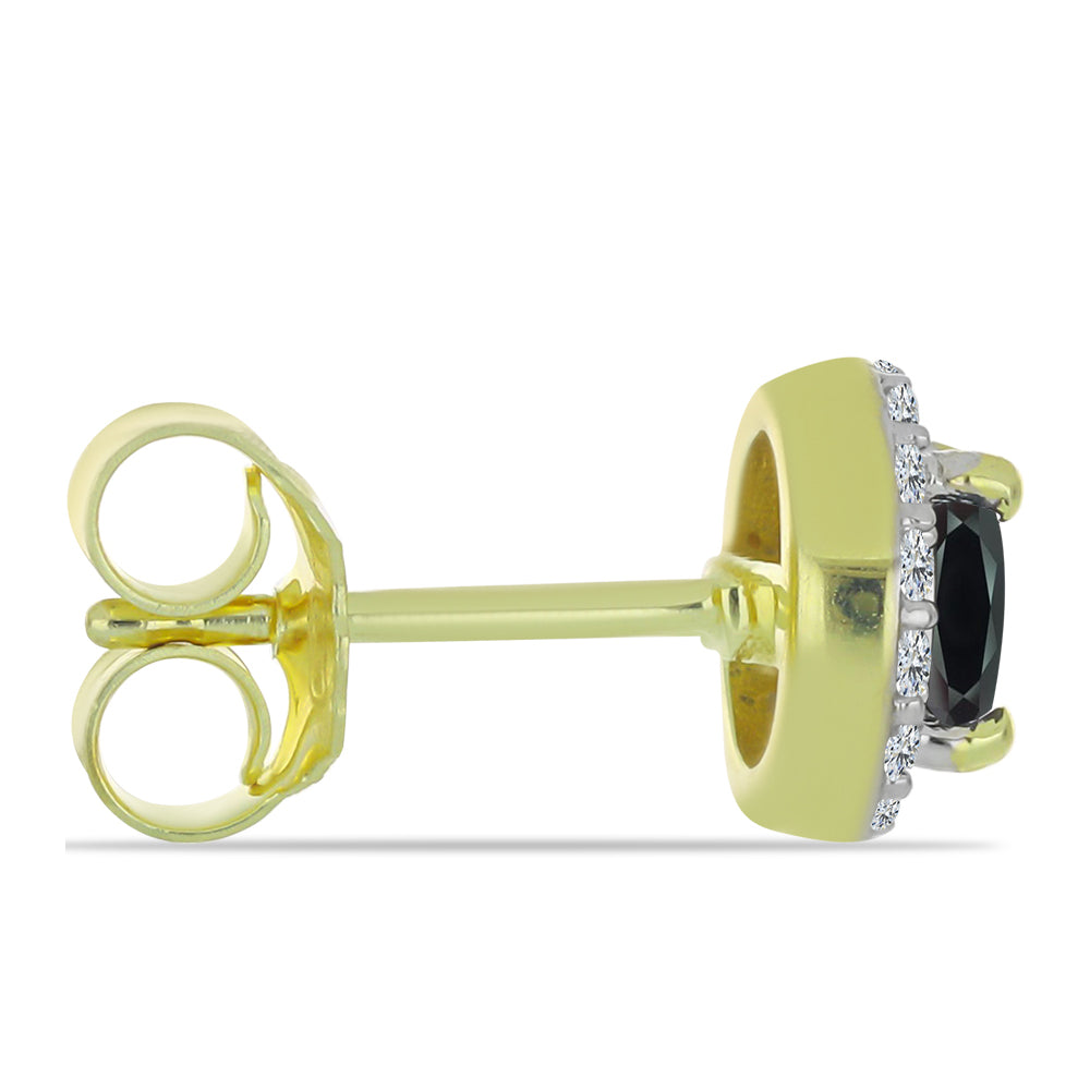 Brincos de Prata com Banho de Ouro com Obsidiana e Topázio Branco