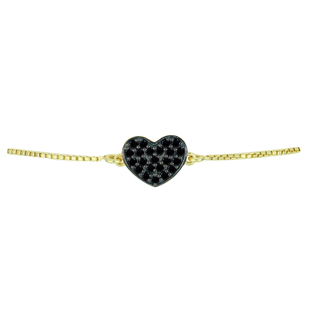 Pulseira de Prata com Banho de Ouro com Obsidiana