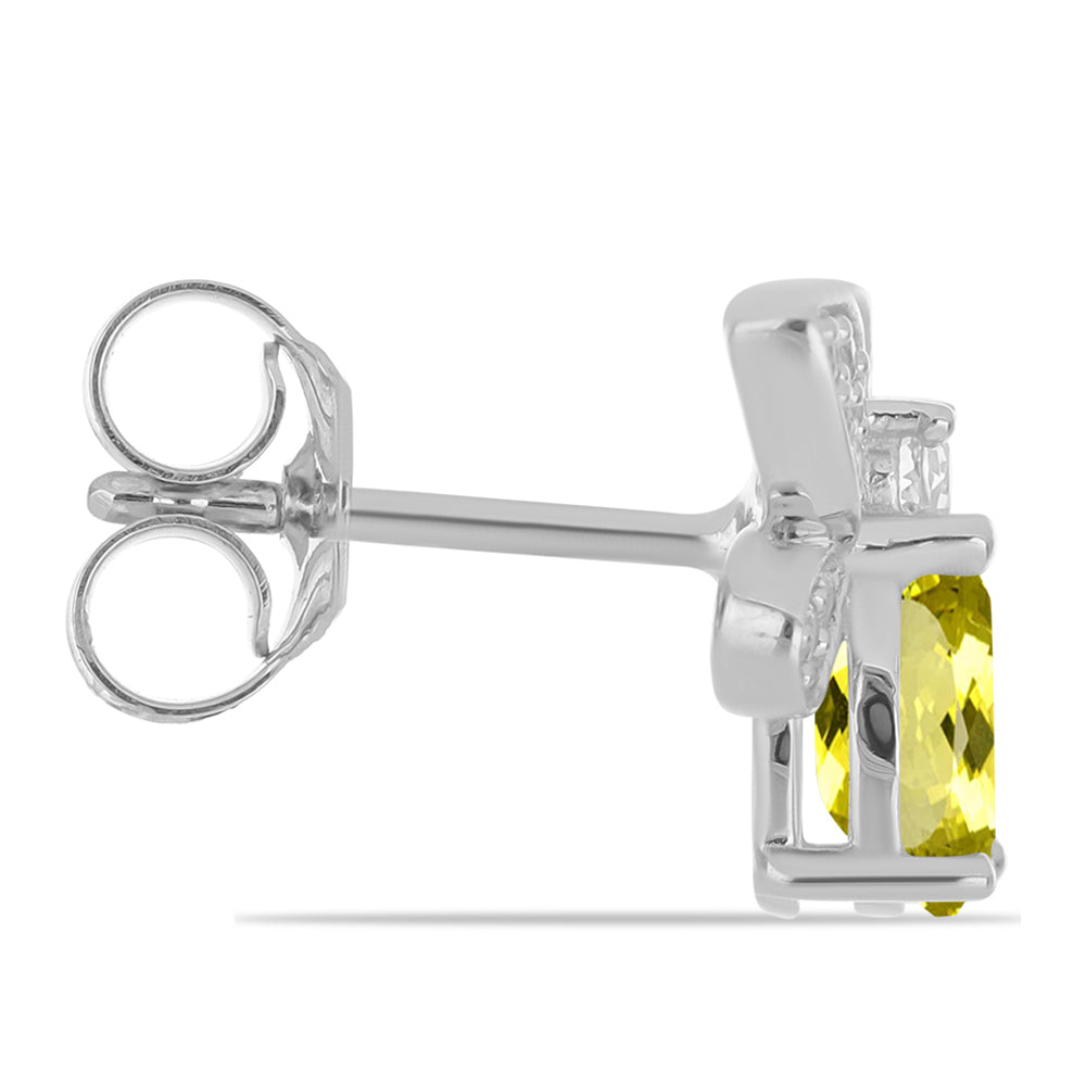 Brincos de Prata com Topázio Cor de Limão e Topázio Branco