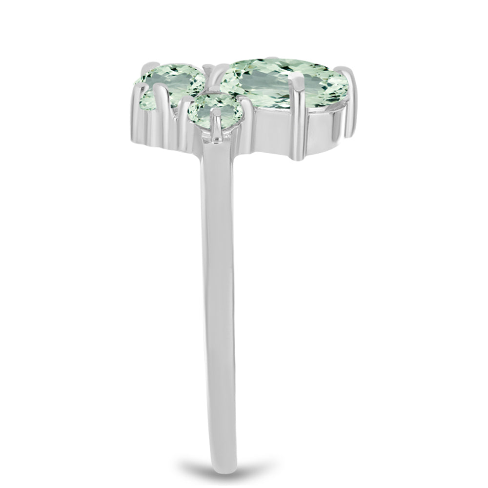 Anel de Prata com Ametista Verde e Topázio Branco