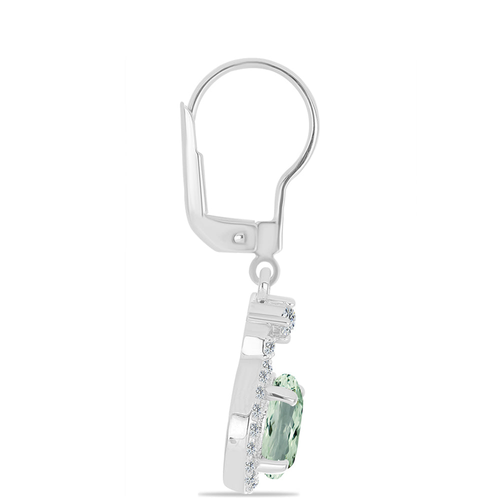 Brincos de Prata com Ametista Verde e Topázio Branco