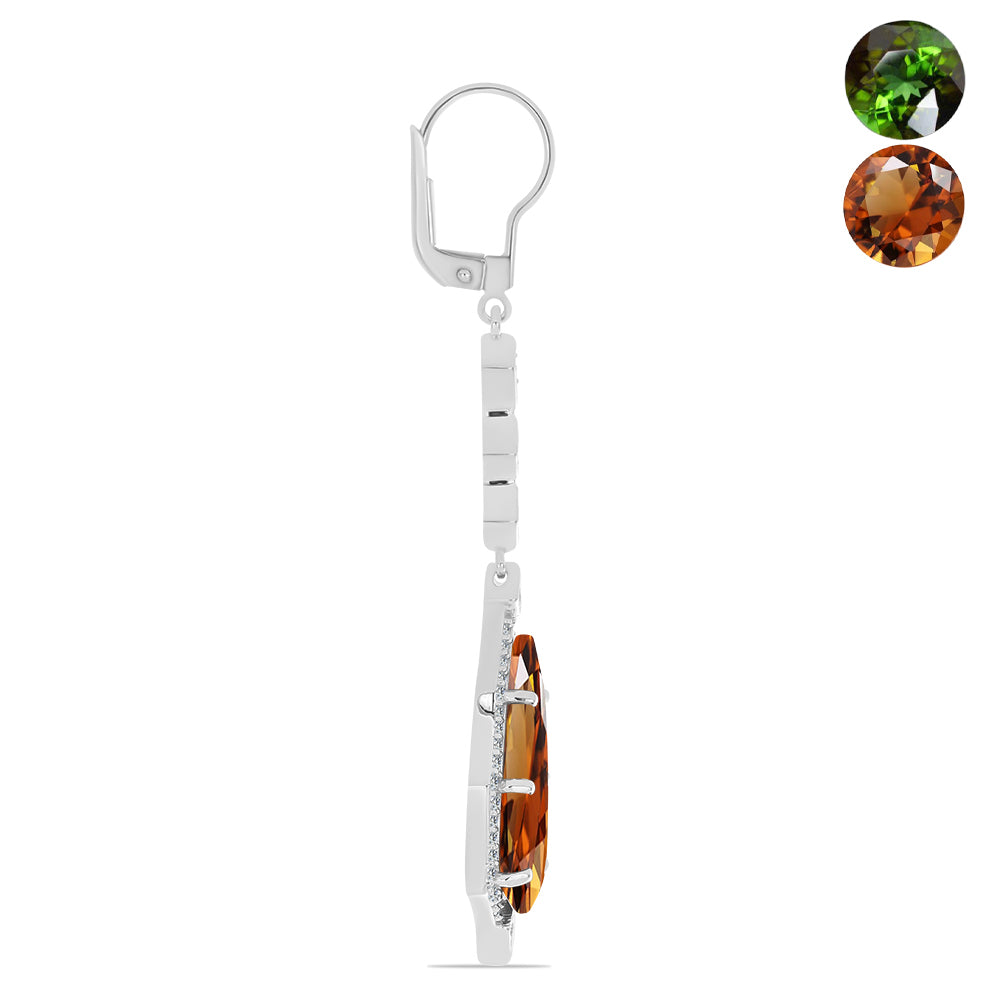 Brincos de Prata com Zultanite da Anatólia certificado e cultivado em laboratório e Topázio Branco