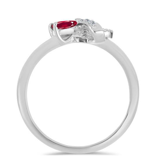 Anel de Prata com Rubi de Madagáscar e Topázio Branco