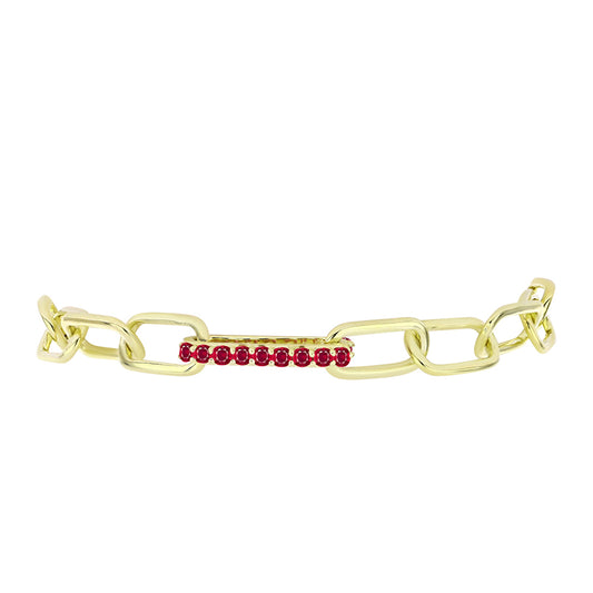 Pulseira de Prata com Banho de Ouro com Rubi de Madagáscar Contraste: Cabeca de Veado (800)