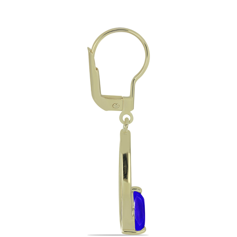 Brincos de Prata com Banho de Ouro com Ágata Azul