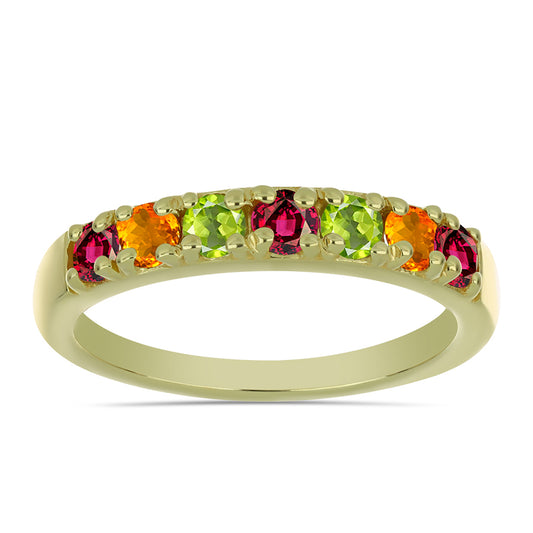 Anel de Prata com Banho de Ouro com Turmalina Chakra