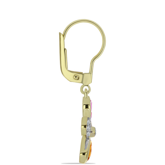 Brincos de Prata com Banho de Ouro com Safira Arco-íris de Rosebery e Topázio Branco