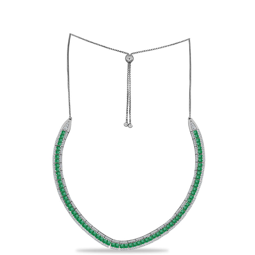 Colar de Prata com Esmeralda do Brasil e Topázio Branco Contraste: Cabeca de Veado (800)