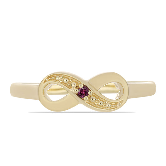 Anel de Prata com Banho de Ouro com Diamante Roxo