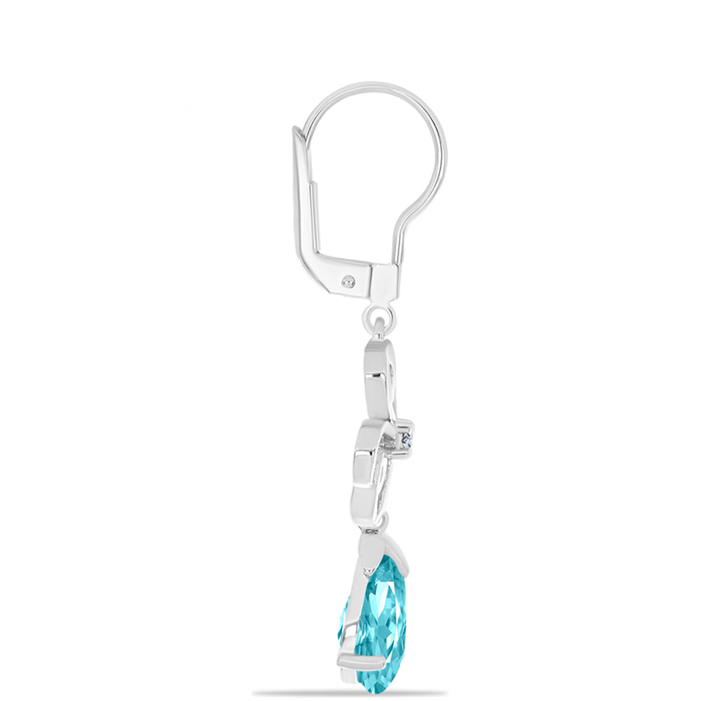 Brincos de Prata com Quartzo de Paraíba e Topázio Branco