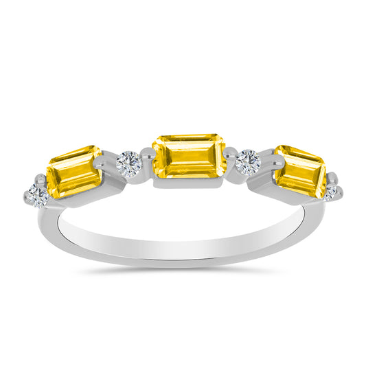 Anel de Prata com Citrino de Ural e Topázio Branco