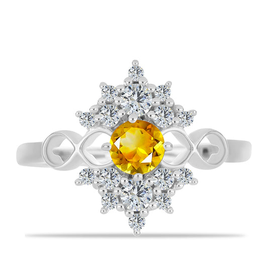 Anel de Prata com Citrino de Ural e Topázio Branco