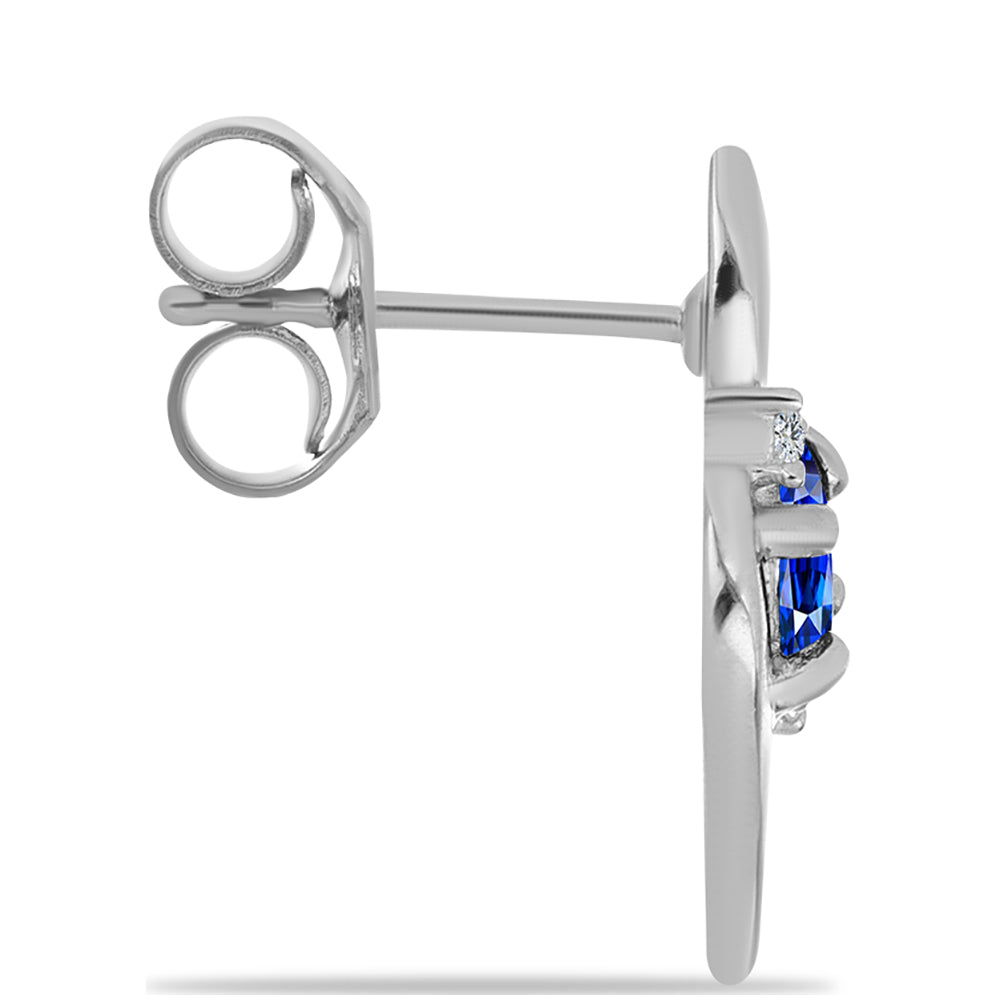 Brincos de Prata com Safira Azul Australiana e Topázio Branco