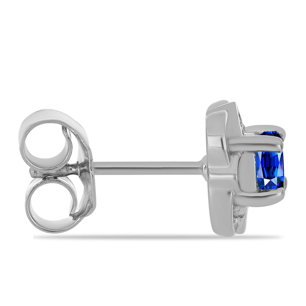 Brincos de Prata com Safira Azul Australiana e Topázio Branco