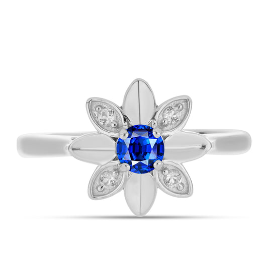Anel de Prata com Safira Azul Australiana e Topázio Branco