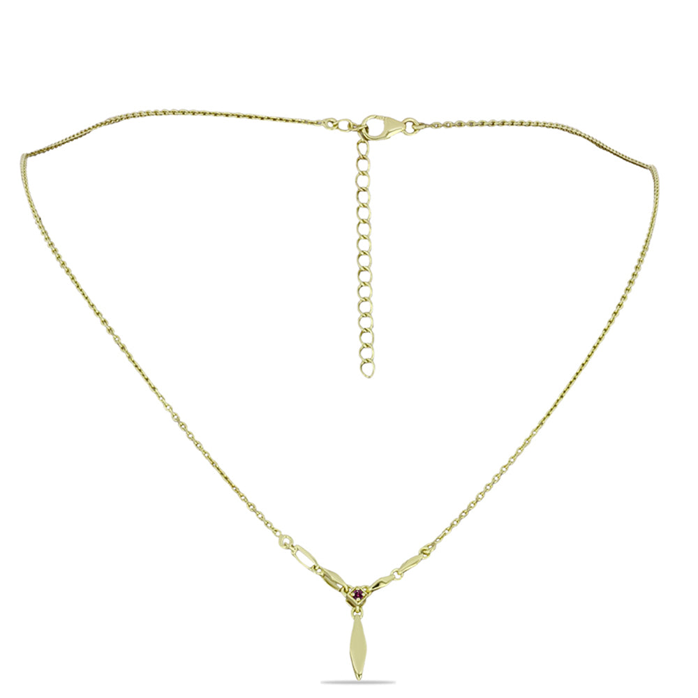 Colar de Prata com Banho de Ouro com Diamante Roxo Contraste: Cabeca de Veado (800)