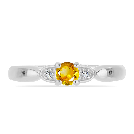 Anel de Prata com Citrino de Ural e Topázio Branco