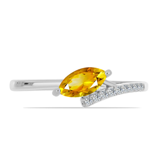 Anel de Prata com Citrino de Ural e Topázio Branco