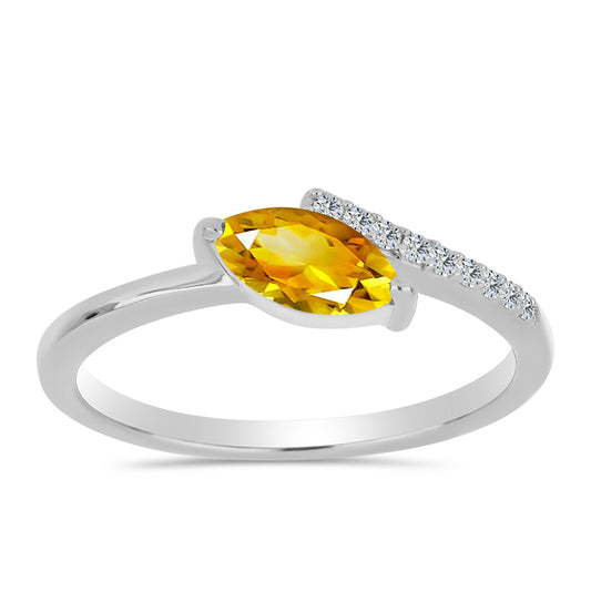 Anel de Prata com Citrino de Ural e Topázio Branco