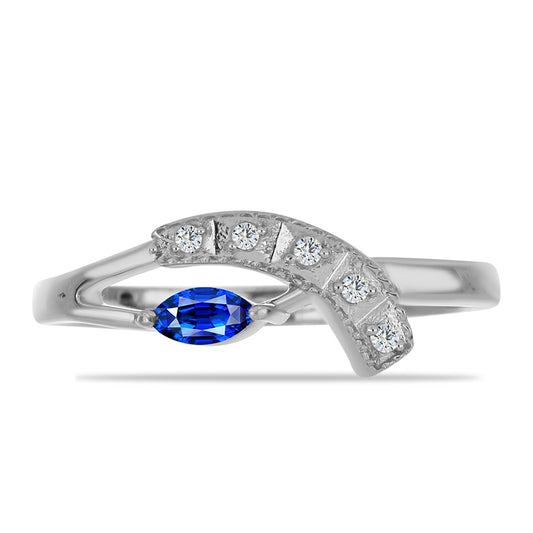 Anel de Prata com Safira Azul Australiana e Topázio Branco