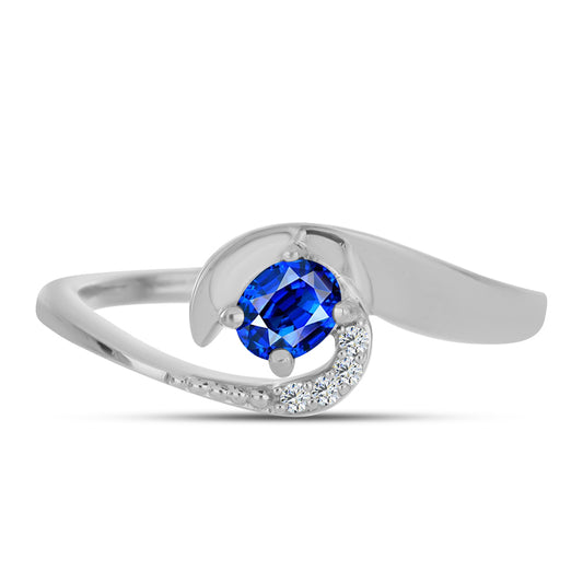 Anel de Prata com Safira Azul Australiana e Topázio Branco Contraste: Cabeca de Veado (800)