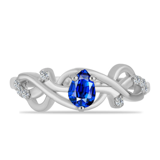 Anel de Prata com Safira Azul Australiana e Topázio Branco