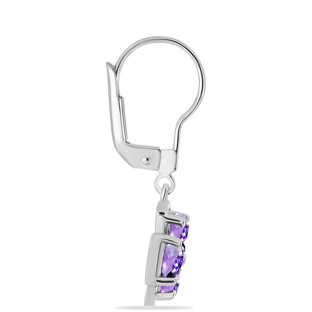 Brincos de Prata com Ametista de Marrocos