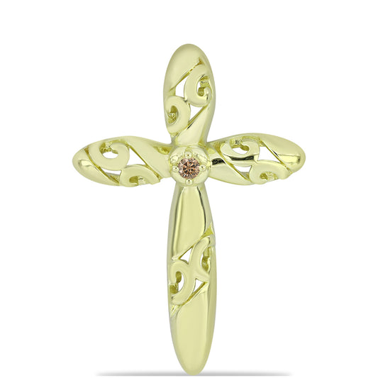 Pendente de Prata com Banho de Ouro com Diamante Champanhe