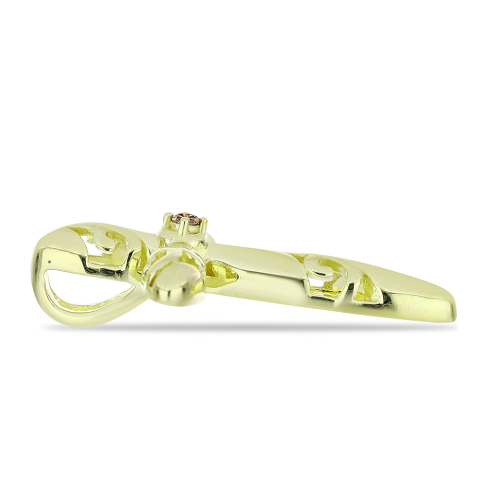 Pendente de Prata com Banho de Ouro com Diamante Champanhe