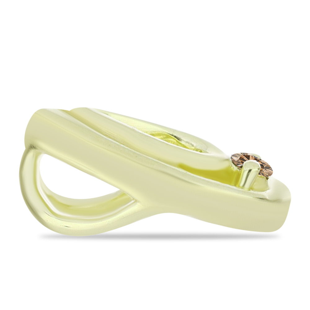 Pendente de Prata com Banho de Ouro com Diamante Champanhe