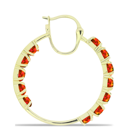 Brincos de Prata com Banho de Ouro com Opala Fogo Americano Contraste: Cabeca de Veado (800)