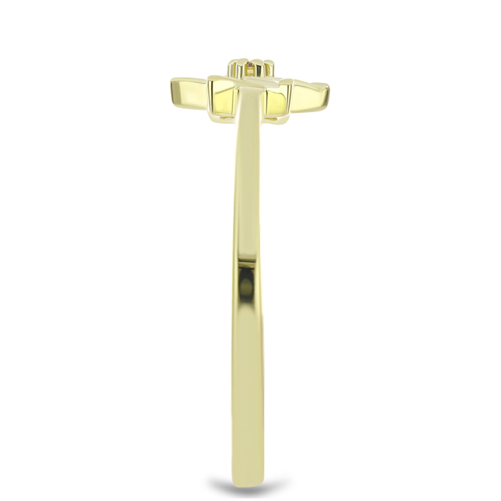 Anel de Prata com Banho de Ouro com Diamante Champanhe