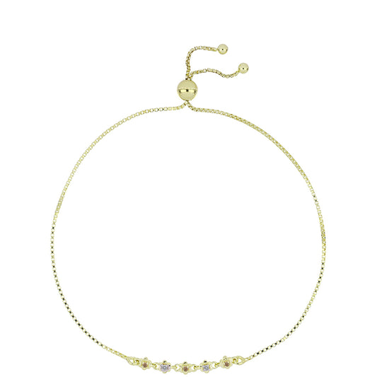 Pulseira de Prata com Banho de Ouro com Diamante Champanhe e Diamante Branco