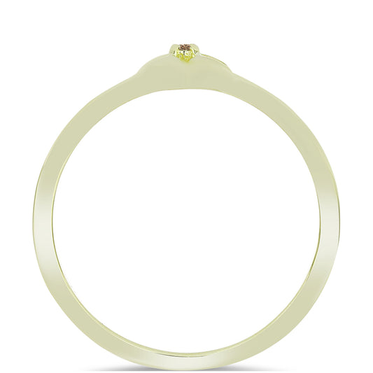 Anel de Prata com Banho de Ouro com Diamante Champanhe