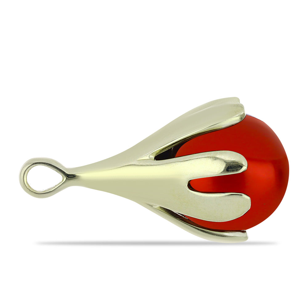 Pendente de Prata com Banho de Ouro com Pérola Vermelha de Água Doce