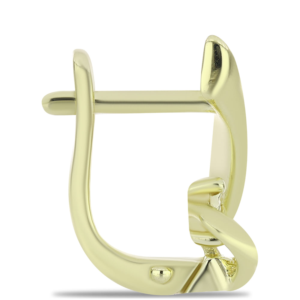 Brincos de Prata com Banho de Ouro com Diamante Champanhe