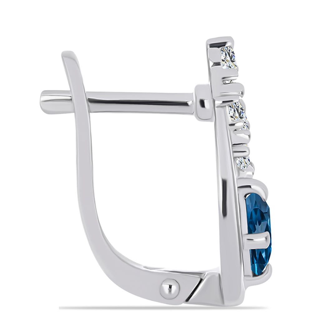 Brincos de Prata com Topázio Azul de Londres e Topázio Branco
